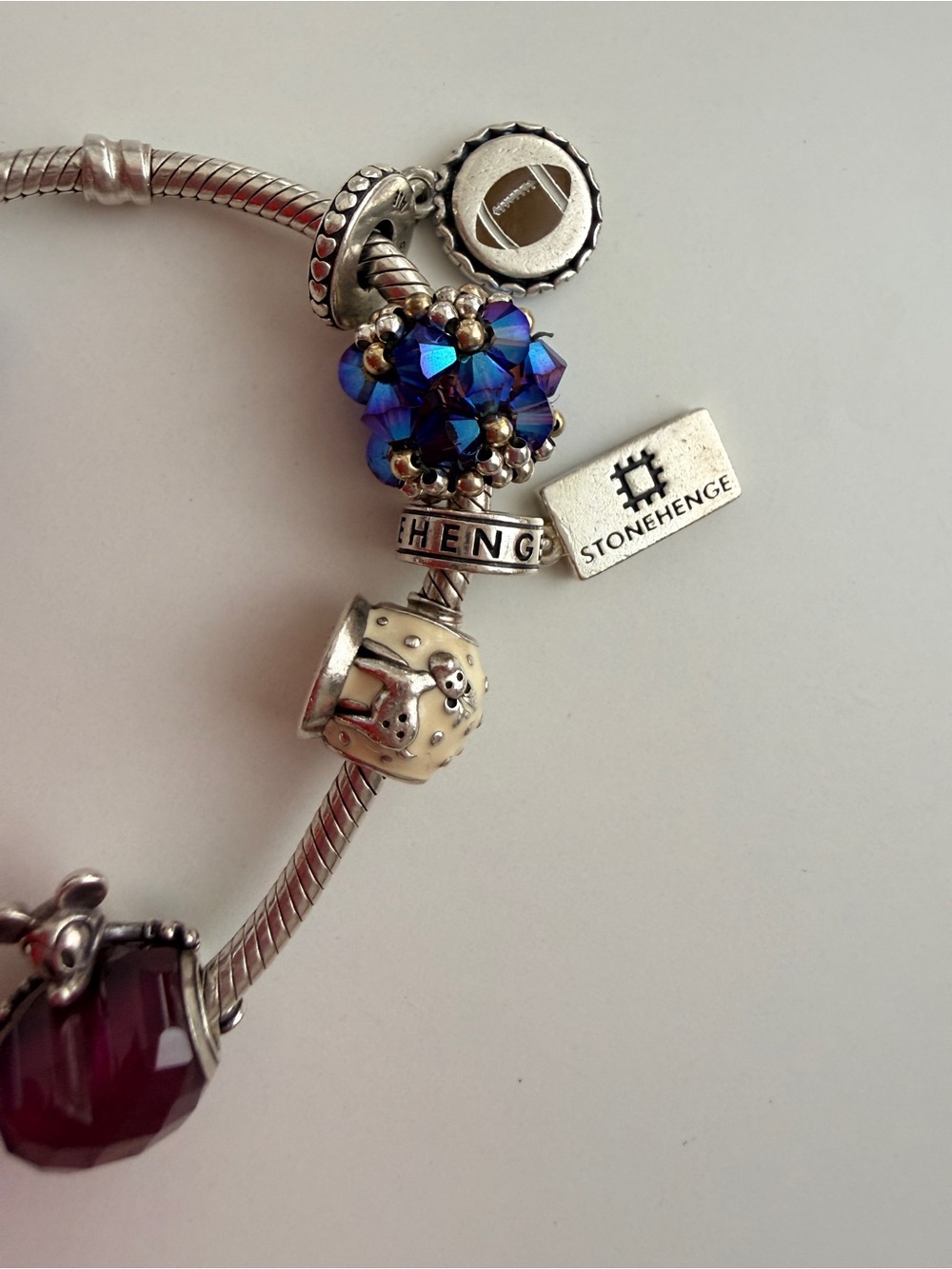 Pandora Silver Bracelet with Purple and Blue Beads - Picture 4 of 5